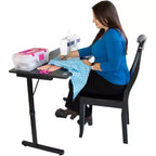 Mesa de costura plegable portátil SewingRite SewStation 101 con patas de acero, negra - Perfecta para el hogar, la oficina y los negocios