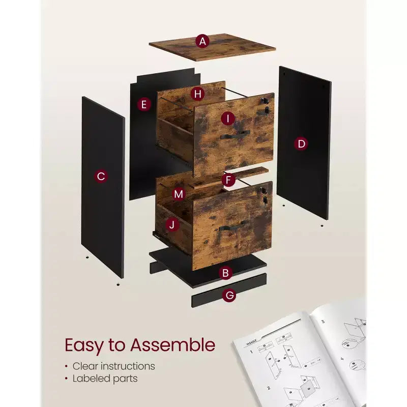 Archivador vertical de 2 cajones con 2 cajones con cerradura, riel colgante ajustable, gabinete de archivo, soporte para impresora