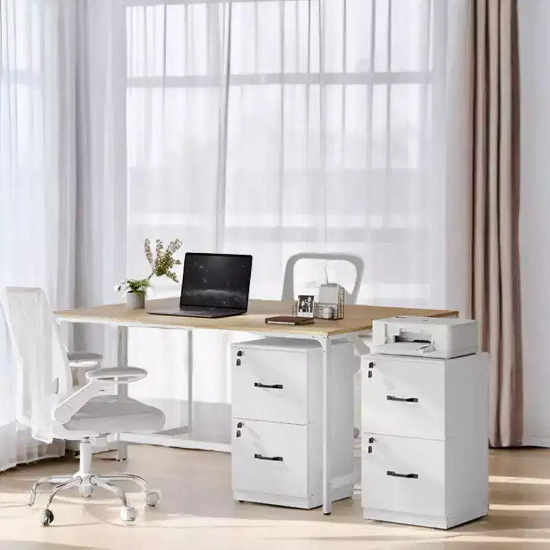 Archivador vertical de 2 cajones con 2 cajones con cerradura, riel colgante ajustable, gabinete de archivo, soporte para impresora