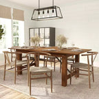 Silla de Comedor Apilable Merrick Lane con Diseño de Respaldo en Y, Estructura de Madera Maciza, Asiento de Cuerda de Papel Kraft Tejido