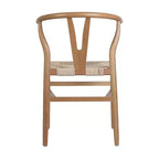 Silla de Comedor Apilable Merrick Lane con Diseño de Respaldo en Y, Estructura de Madera Maciza, Asiento de Cuerda de Papel Kraft Tejido