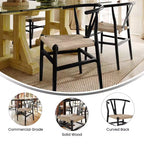 Silla de Comedor Apilable Merrick Lane con Diseño de Respaldo en Y, Estructura de Madera Maciza, Asiento de Cuerda de Papel Kraft Tejido