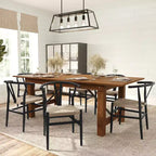 Silla de Comedor Apilable Merrick Lane con Diseño de Respaldo en Y, Estructura de Madera Maciza, Asiento de Cuerda de Papel Kraft Tejido