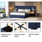 GDFStudio Salome Juego de muebles de dormitorio de terciopelo de 3 piezas con dos mesitas de noche LED