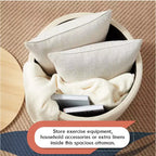 Puf otomano Ornavo Home de 22 pulgadas redondo grande para almacenamiento y mesa de centro
