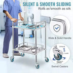 Carrito rodante de laboratorio VEVOR, carrito rodante de acero inoxidable de 2 estantes, carrito de servicio de laboratorio con ruedas giratorias, carrito utilitario dental, 15.16x21.57x34.06