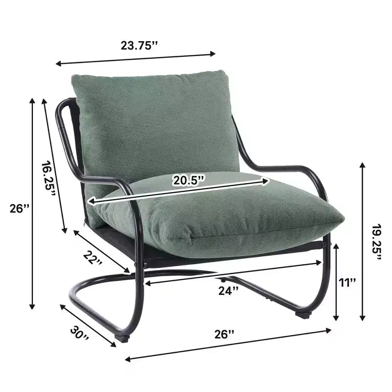 Sillón decorativo moderno y curvo FERPIT con tapicería de lino sintético, cómodo sillón con estructura de metal y cojines