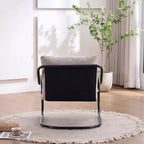 Sillón decorativo moderno y curvo FERPIT con tapicería de lino sintético, cómodo sillón con estructura de metal y cojines