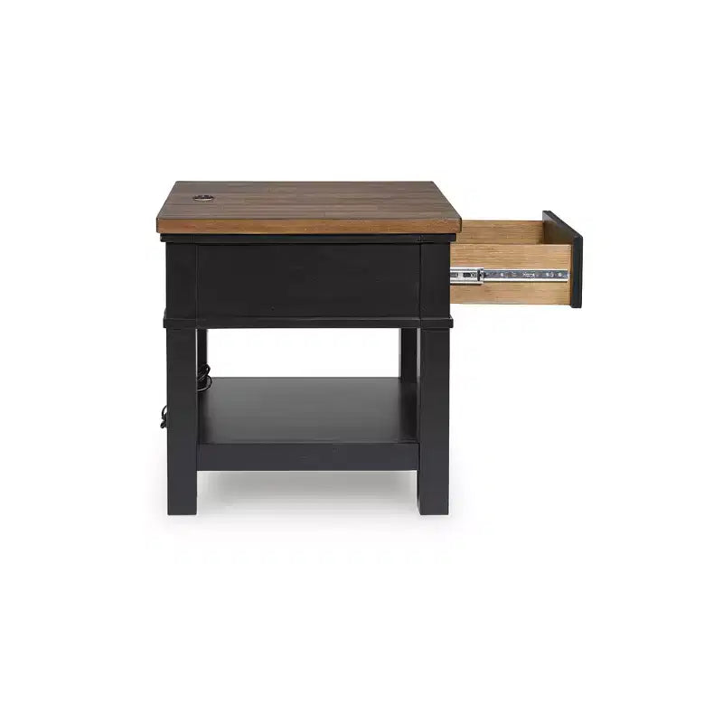 Mesa auxiliar rectangular de un cajón Signature Design by Ashley Wildenauer con carga USB, negra