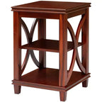 eHemco Solid Wood Square Sofa, End Table with X-Design, Side Table with Storage Shelves, Cherry