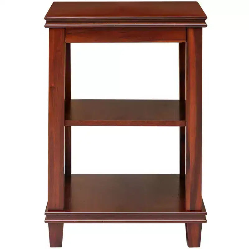 eHemco Sofá cuadrado de madera maciza, mesa auxiliar con diseño en X, mesa auxiliar con estantes de almacenamiento, cerezo