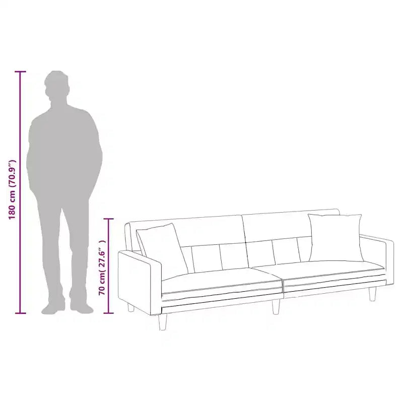 vidaXL Sofá cama biplaza Sofá cama convertible con cojines para estudio Tela - Gris claro