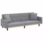 vidaXL Sofá cama biplaza Sofá cama convertible con cojines para estudio Tela - Gris claro