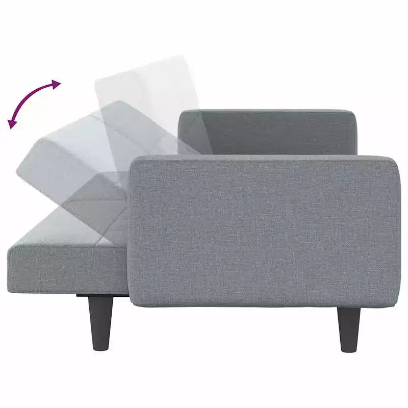 vidaXL Sofá cama biplaza Sofá cama convertible con cojines para estudio Tela - Gris claro