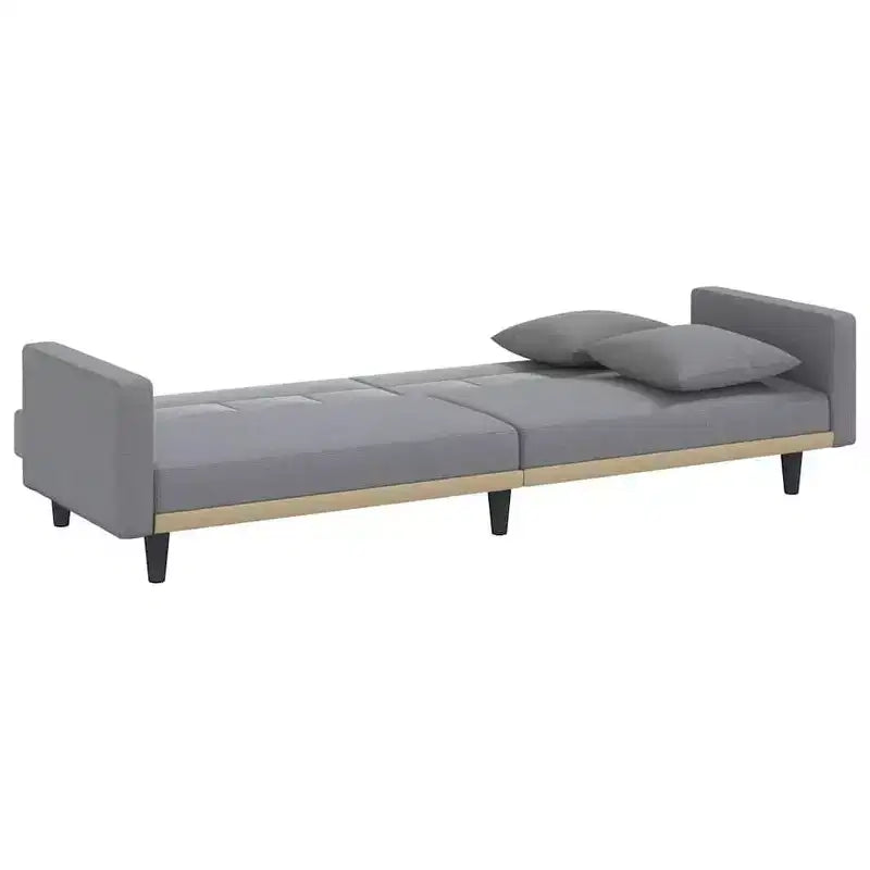 vidaXL Sofá cama biplaza Sofá cama convertible con cojines para estudio Tela - Gris claro
