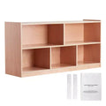 VEVOR Cubby Mobile Tray Storage Cabinet, 5-Compartment Cubby Storage Shelf, Cubby Storage Cabinet 2-shelf, Classroom Cubbies, Natural