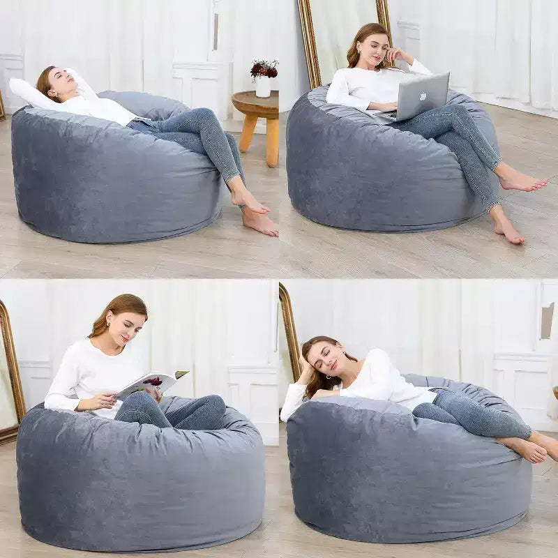 Puff de terciopelo de 1,20 m, redondo y relleno de espuma para adultos y adolescentes, asiento de felpa suave para sala de estar, dormitorio o zonas de descanso