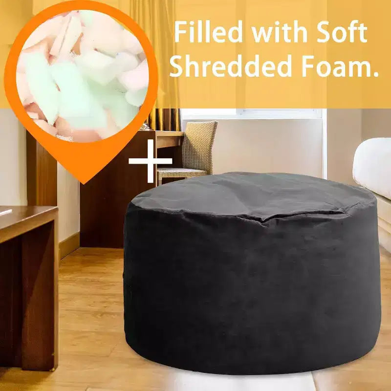 Puff de terciopelo de 1,20 m, redondo y relleno de espuma para adultos y adolescentes, asiento de felpa suave para sala de estar, dormitorio o zonas de descanso
