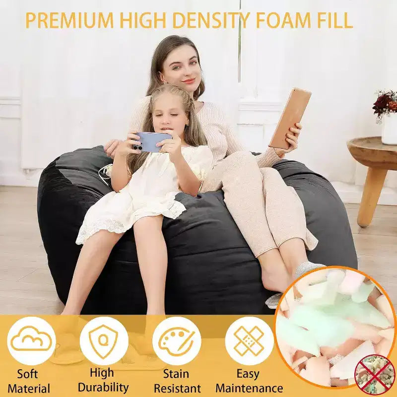 Puff de terciopelo de 1,20 m, redondo y relleno de espuma para adultos y adolescentes, asiento de felpa suave para sala de estar, dormitorio o zonas de descanso