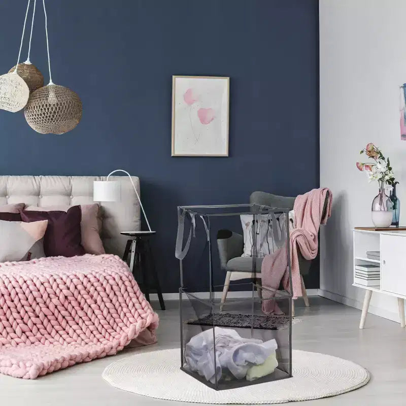 Cesto de ropa sucia portátil de malla de nailon con asas reforzadas Unique Bargains