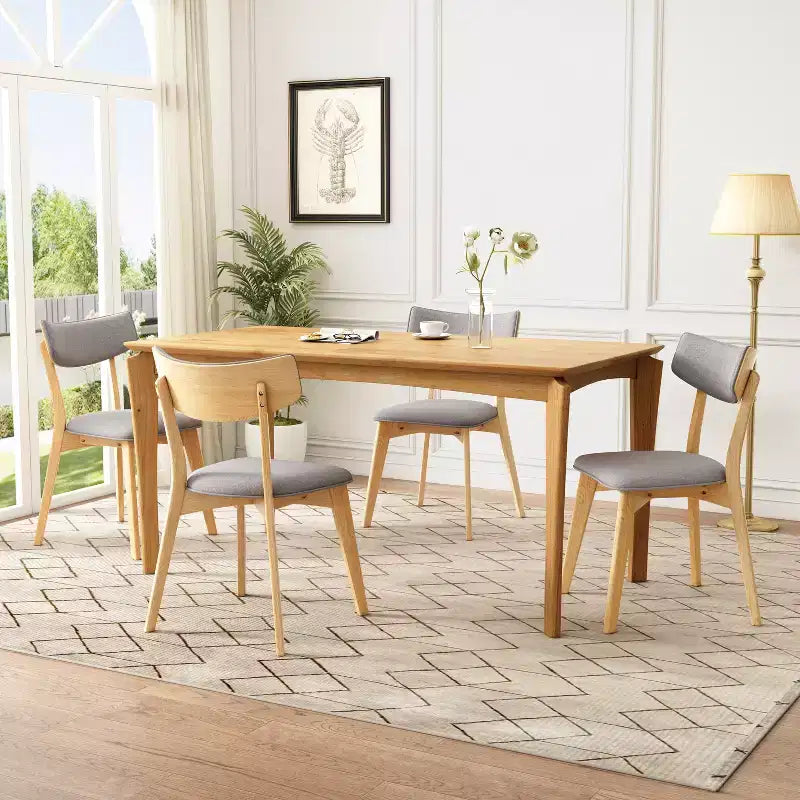 Christopher Knight Home Laila - Juego de comedor de 5 piezas de madera de caucho de estilo moderno de mediados de siglo con cojines