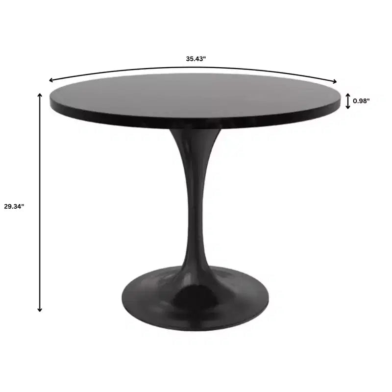 Juego de comedor de 5 piezas LeisureMod Verve con mesa de comedor redonda de 36 pulgadas con tapa de MDF negra y 4 sillas de comedor