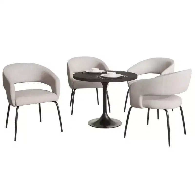 Juego de comedor de 5 piezas LeisureMod Verve con mesa de comedor redonda de 36 pulgadas con tapa de MDF negra y 4 sillas de comedor