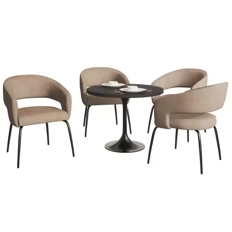 Juego de comedor de 5 piezas LeisureMod Verve con mesa de comedor redonda de 36 pulgadas con tapa de MDF negra y 4 sillas de comedor