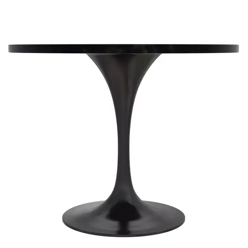 Juego de comedor de 5 piezas LeisureMod Verve con mesa de comedor redonda de 36 pulgadas con tapa de MDF negra y 4 sillas de comedor