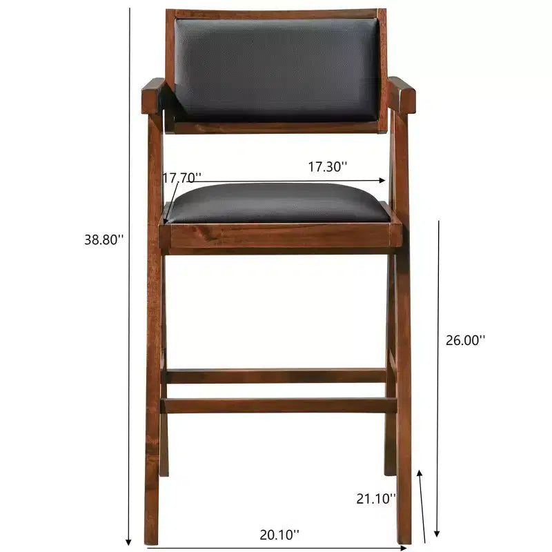 Christopher Knight Home Hamilton taburete con brazos para mostrador tapizado de piel sintética y madera maciza, de estilo moderno de mediados de siglo, de 26" (Juego de 2)