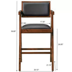 Christopher Knight Home Hamilton taburete con brazos para mostrador tapizado de piel sintética y madera maciza, de estilo moderno de mediados de siglo, de 26" (Juego de 2)