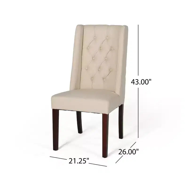 Juego de 2 sillas de comedor, sillas tapizadas sin brazos con respaldo alto en forma de ala y costuras de rombos con botones, azul/beige/gris/marrón/rojo/negro-Merax