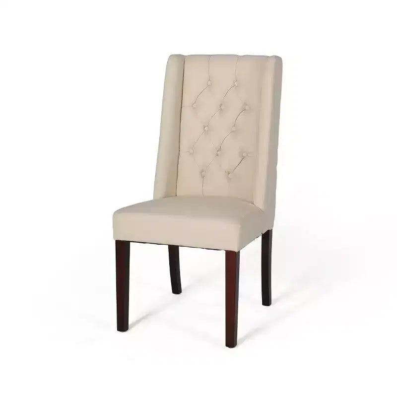 Juego de 2 sillas de comedor, sillas tapizadas sin brazos con respaldo alto en forma de ala y costuras de rombos con botones, azul/beige/gris/marrón/rojo/negro-Merax