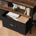 Mueble de TV negro de 55 pulgadas con cajones grises, centro de entretenimiento estilo cómoda para almacenamiento en sala de estar y dormitorio