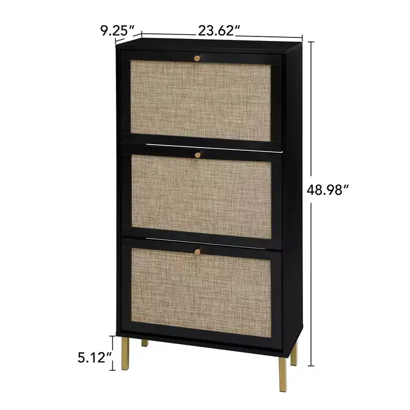 Vatros Rattan Zapatero de 3 Puertas Mueble Zapatero Moderno Independiente