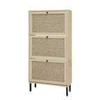 Vatros Rattan Zapatero de 3 Puertas Mueble Zapatero Moderno Independiente