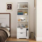 Mesitas de noche CLIHOME con estantería, cómoda con 2 cajones de almacenamiento para dormitorio