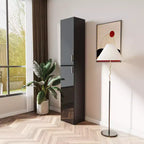 CLIHOME Gabinetes de almacenamiento decorativos independientes de 2 puertas con estantes ajustables