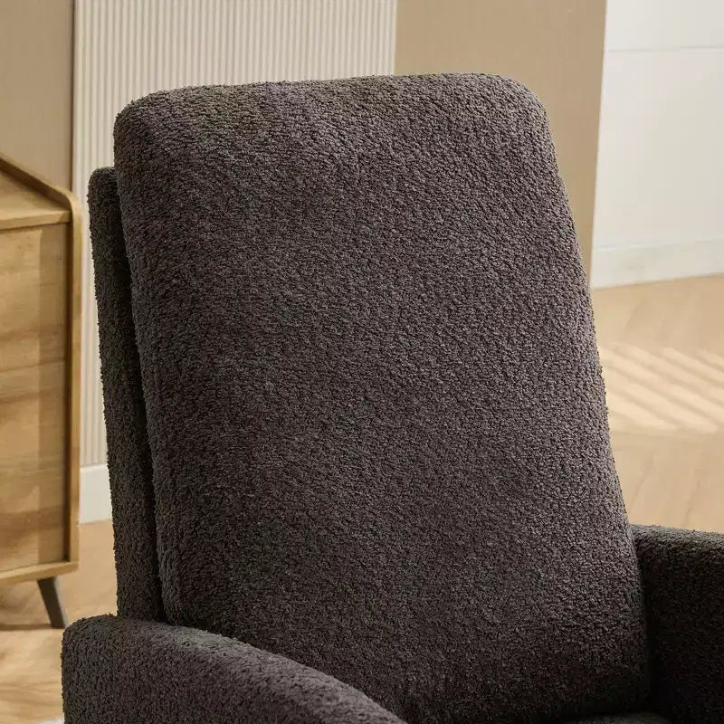 Okak Silla mecedora decorativa, silla de sala de estar con respaldo alto, sillón planeador con bolsillo lateral y reposapiés retráctil para dormitorio o guardería