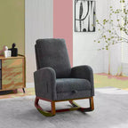 Okak Silla mecedora decorativa, silla de sala de estar con respaldo alto, sillón planeador con bolsillo lateral y reposapiés retráctil para dormitorio o guardería
