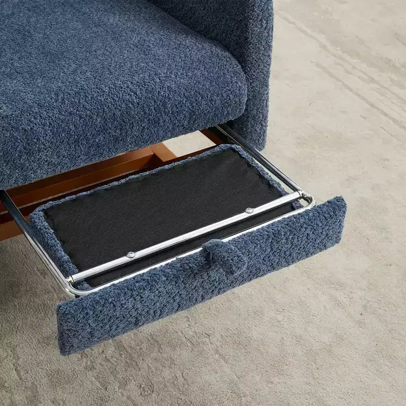Okak Silla mecedora decorativa, silla de sala de estar con respaldo alto, sillón planeador con bolsillo lateral y reposapiés retráctil para dormitorio o guardería