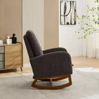Okak Silla mecedora decorativa, silla de sala de estar con respaldo alto, sillón planeador con bolsillo lateral y reposapiés retráctil para dormitorio o guardería