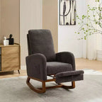 Okak Silla mecedora decorativa, silla de sala de estar con respaldo alto, sillón planeador con bolsillo lateral y reposapiés retráctil para dormitorio o guardería