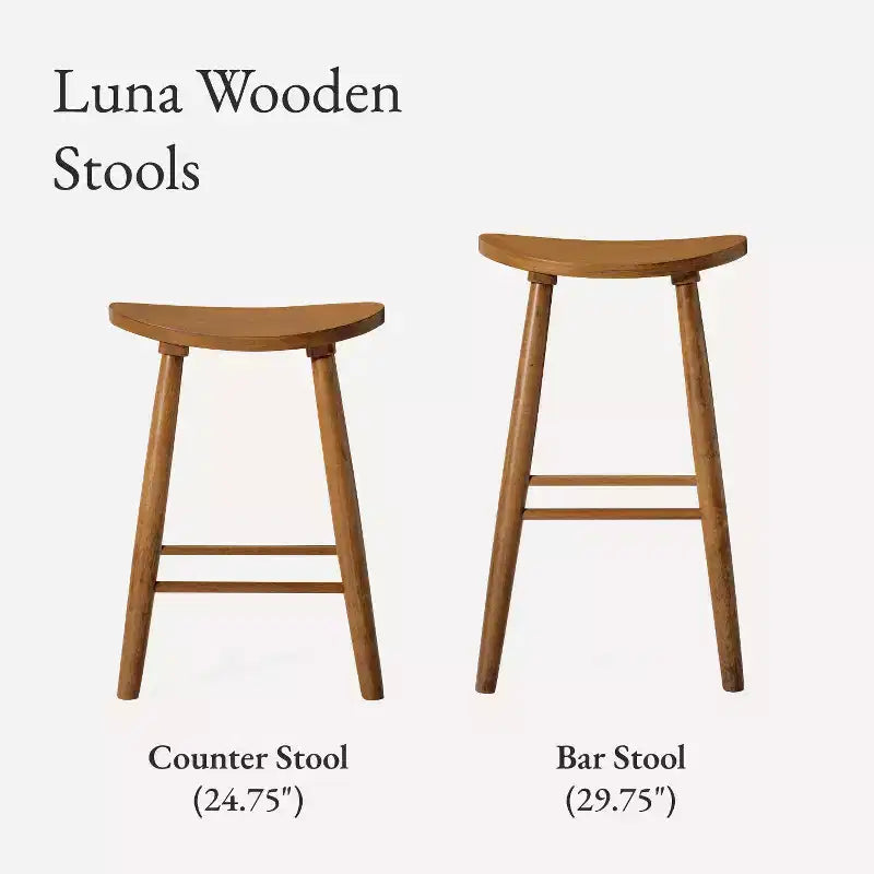 Taburete de barra de cocina de madera sin respaldo Maven Lane Luna de 30 pulgadas