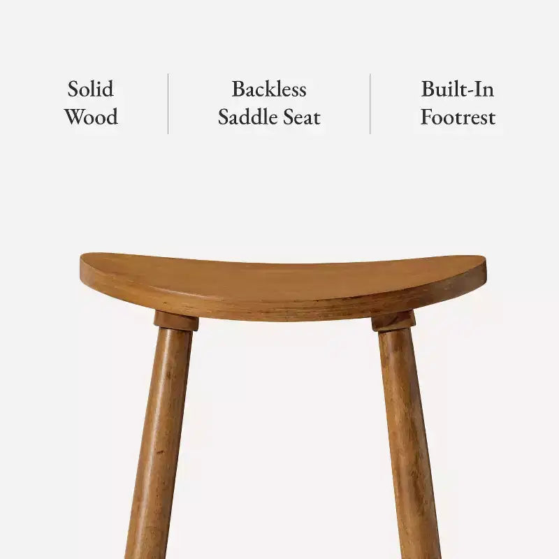 Taburete de barra de cocina de madera sin respaldo Maven Lane Luna de 30 pulgadas