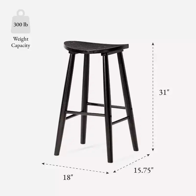 Taburete de barra de cocina de madera sin respaldo Maven Lane Luna de 30 pulgadas