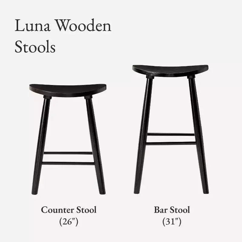 Taburete de barra de cocina de madera sin respaldo Maven Lane Luna de 30 pulgadas