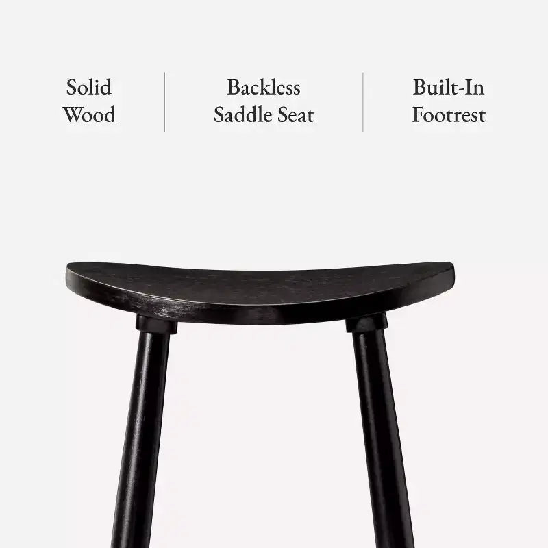 Taburete de barra de cocina de madera sin respaldo Maven Lane Luna de 30 pulgadas