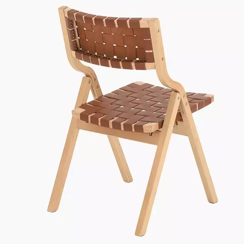 MAYEERTY Sillas de Comedor Apilables y Plegables de Madera, Juego de 2, para Comedor, Asiento y Respaldo Tejidos, Beige - Natural