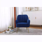 Sillón moderno de terciopelo Okak, silla de sala de estar con tapicería, sillón elegante de mediados de siglo con patas de madera dorada para sala de lectura o dormitorio